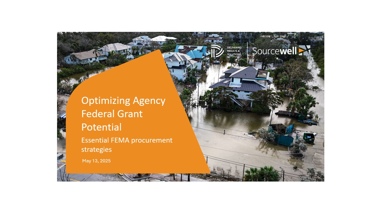 A picture of a presentation slide titled "Optimizing Agency Federal Grant Potential"